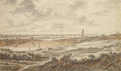 Panorama with the town of Rhenen by Willem Schellinks